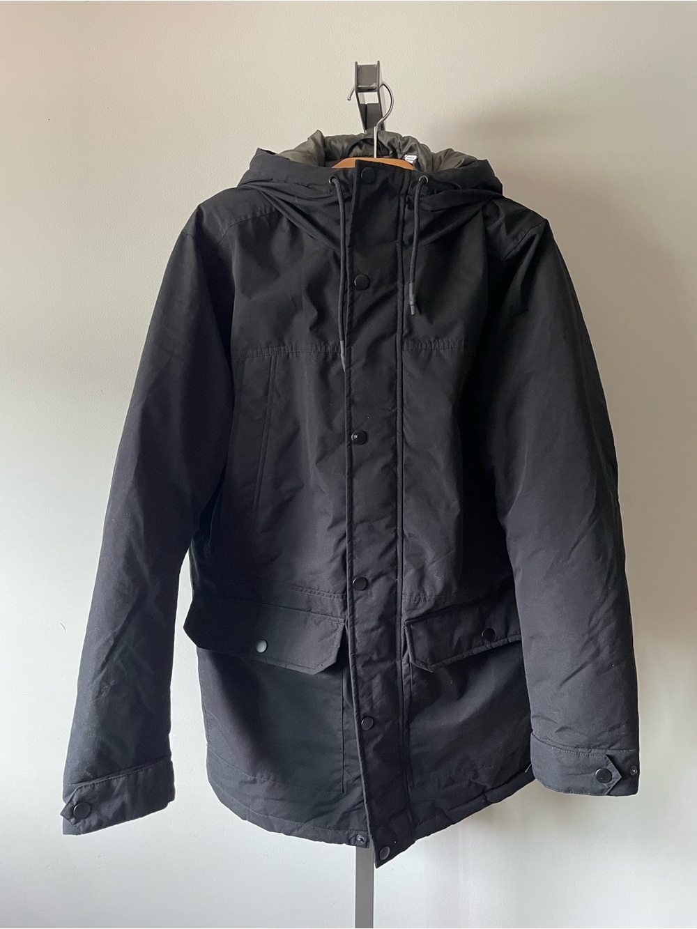 Jack & Jones Insulated Hooded Parka Jacket Utility Mens Black Size Large